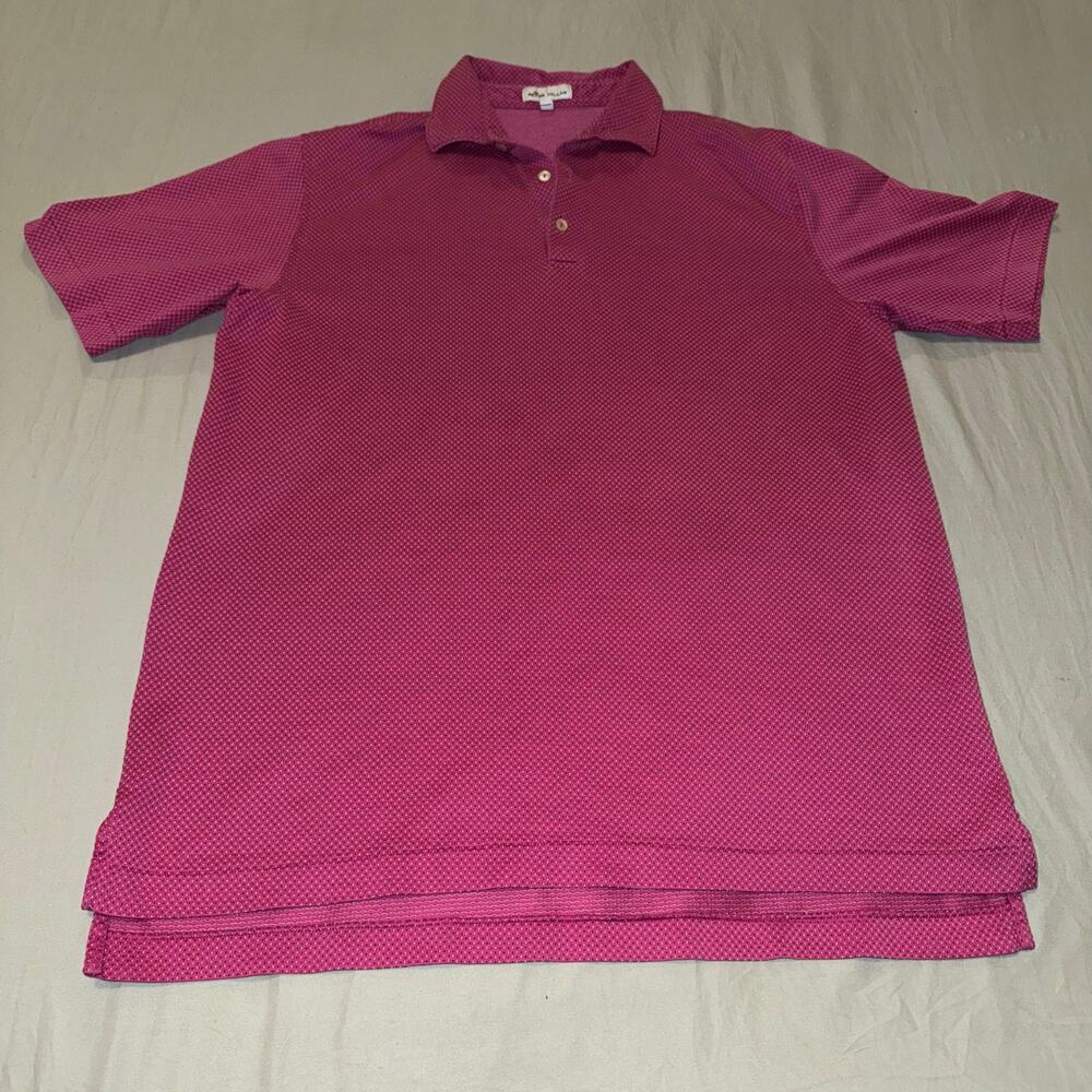 Peter Millar Men's Fuchsia Pink Polo Golf Shirt 100% Cotton Size Large